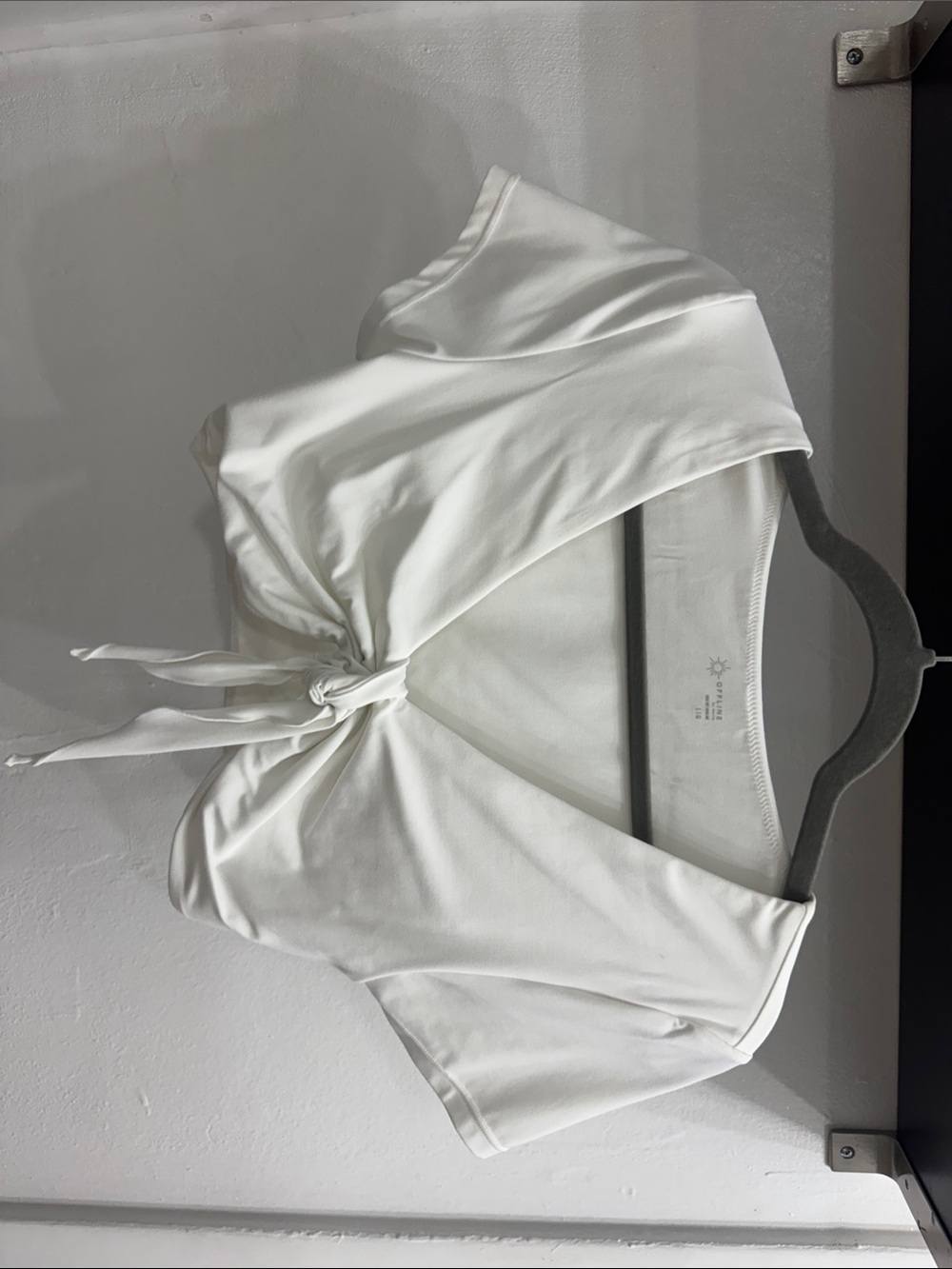 aerie White Front-Tie V-Neck Crop Top